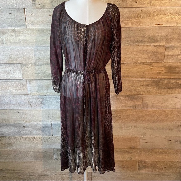 Club Monaco sheer snake-print silk dress in size 0 - Picture 1 of 11